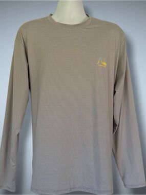 Quiksilver UPF 50+ Rashguard XXL Long Sleeve Surf Shirt Gray Striped Performance